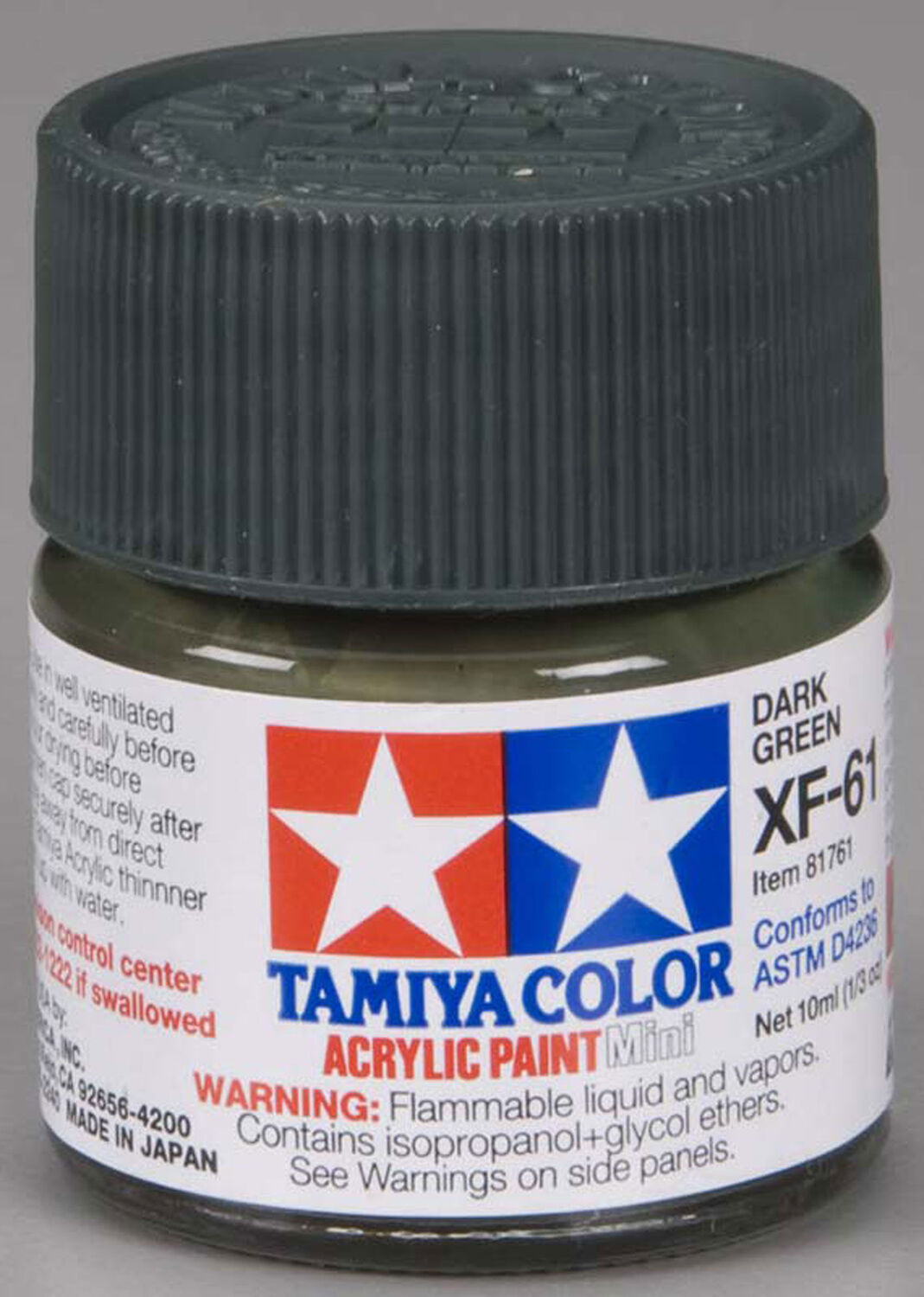Tamiya 81361 Acrylic Model Paint XF-61 Flat Dark Green 23ml (3/4oz) — White  Rose Hobbies