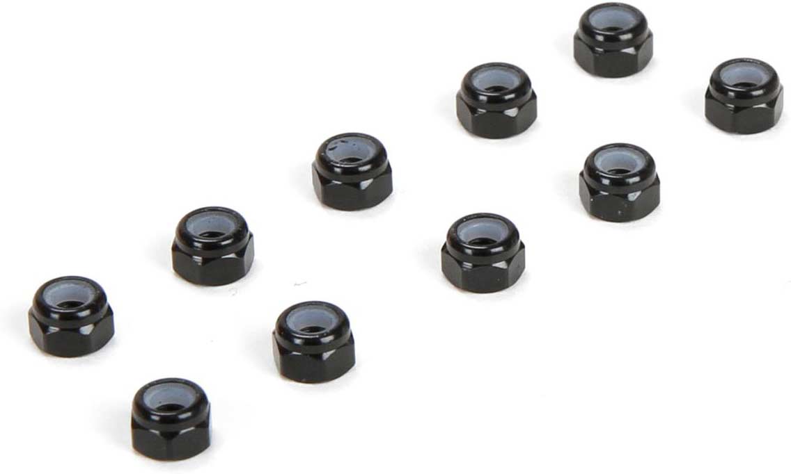 M3 Aluminum Lock Nuts, Black (10)
