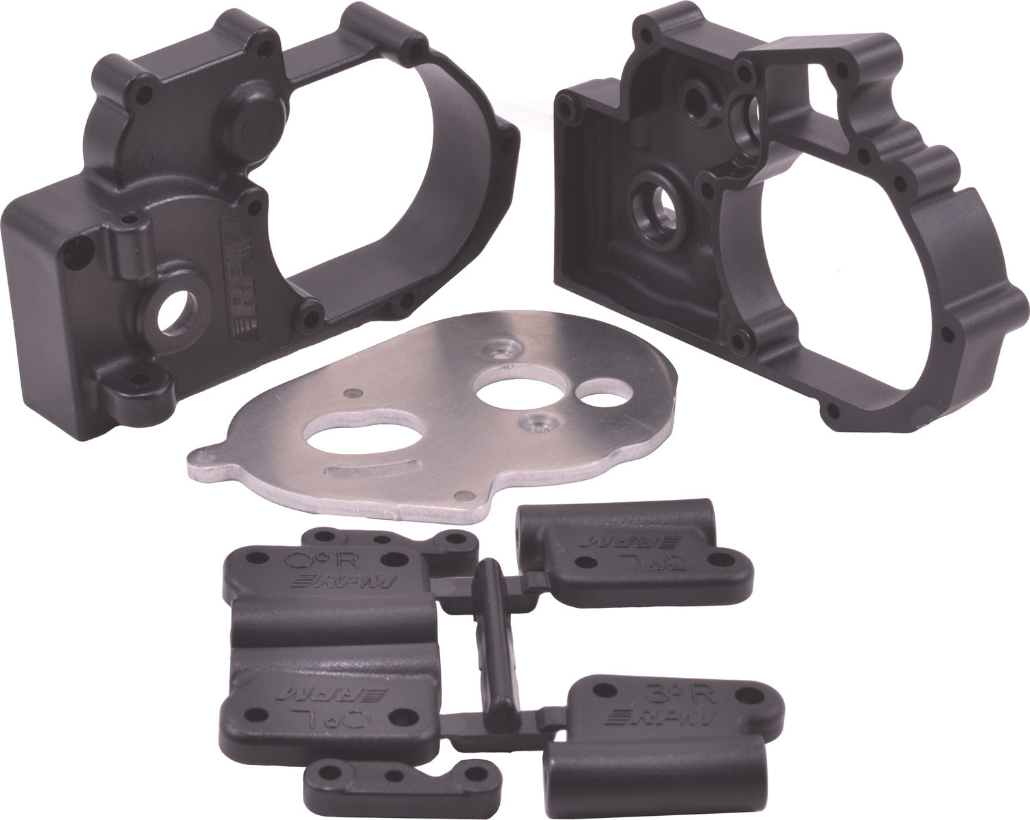 HYBRID GEARBOX HOUSING & REAR MOUNTS (BLACK) - TRAXXAS 2WD