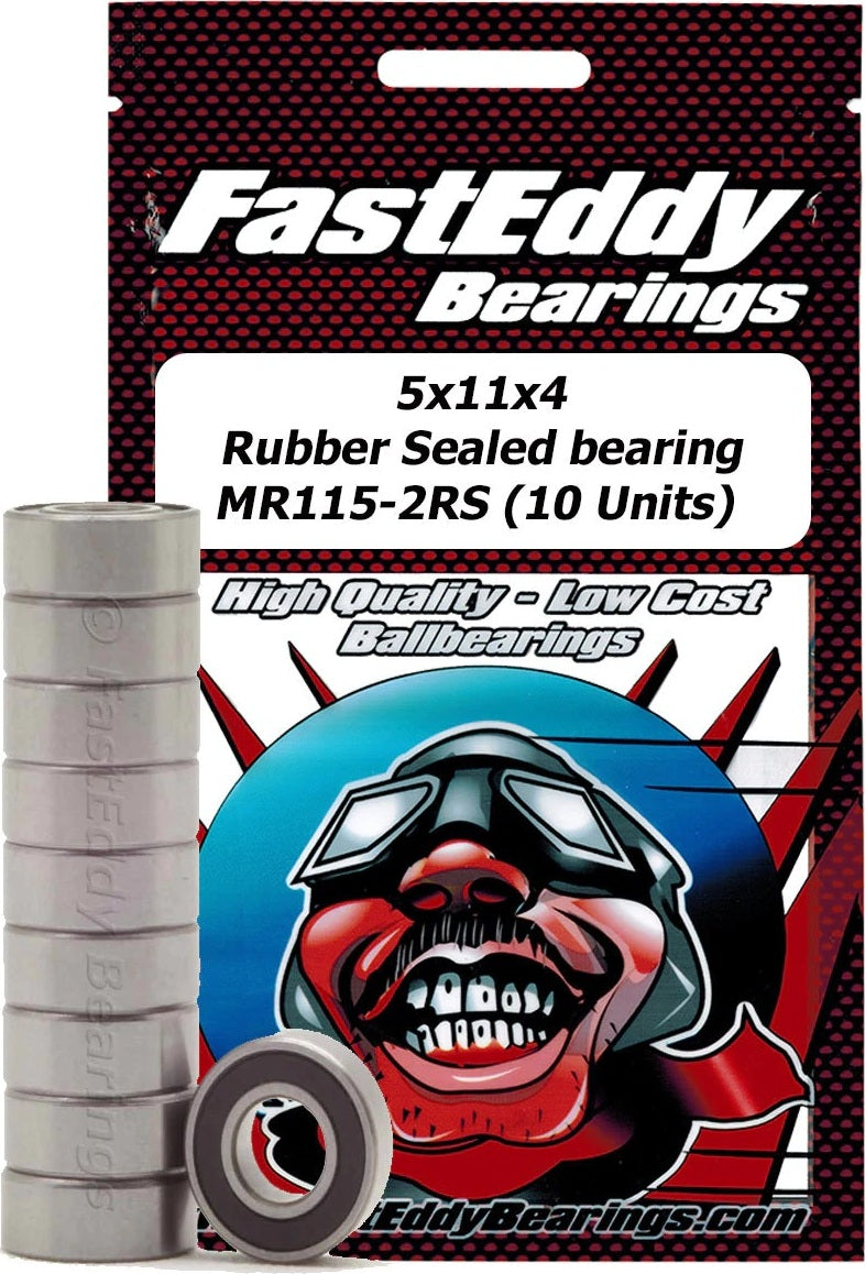 5x11x4mm Rubber Sealed Bearing (10) MR115-2RS
