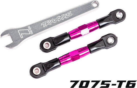 Camber links, rear (TUBES pink-anodized, 7075-T6 aluminum, stronger than titanium) (2) (assembled with rod ends and hollow balls)/ aluminum wrench (1)