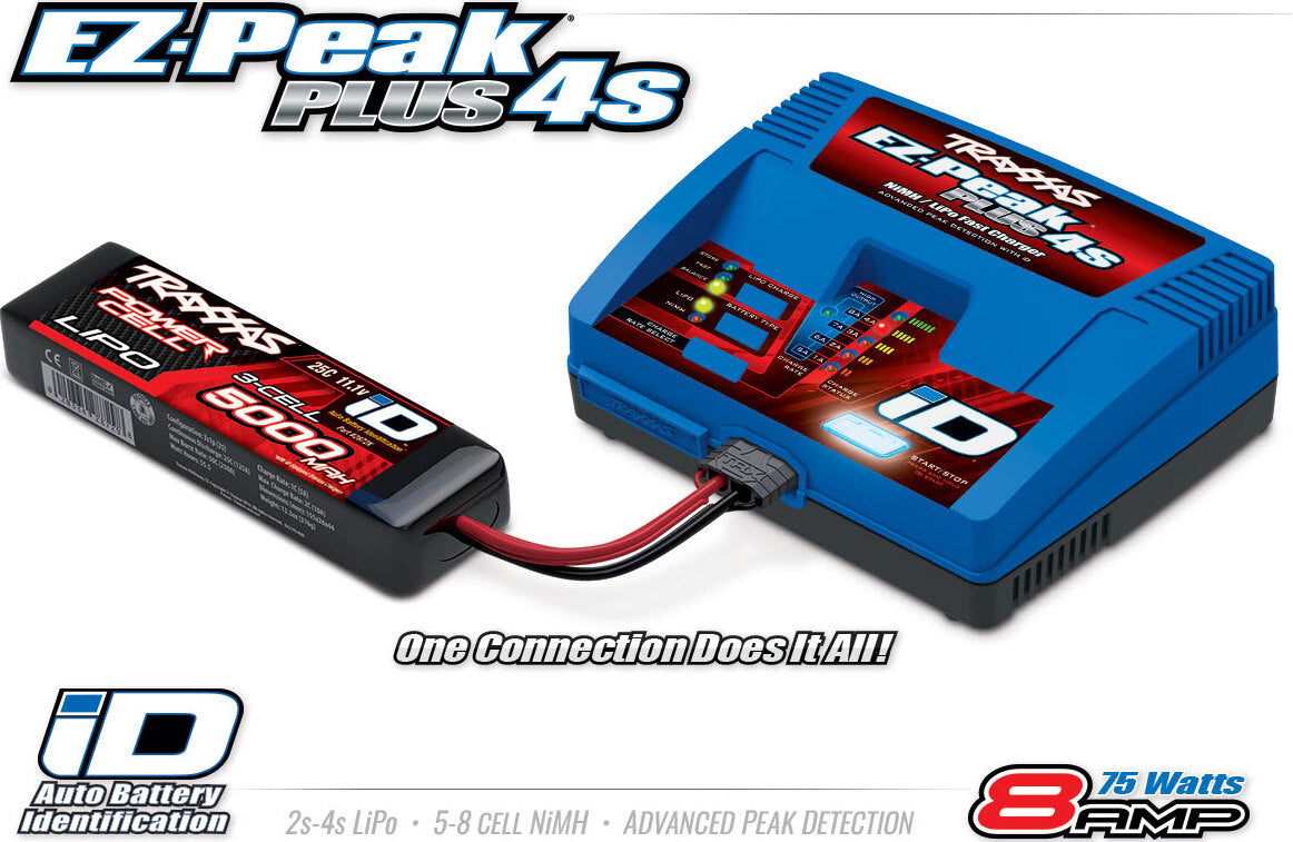 Charger, EZ-Peak® Plus 4s, 8 amp, NiMH/LiPo with iD® Auto Battery Identification
