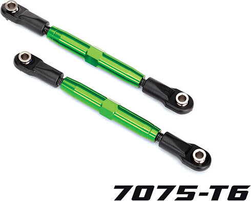 Camber links, rear (TUBES green-anodized, 7075-T6 aluminum, stronger than titanium) (73mm) (2)/ rod ends (4)/ aluminum wrench (1) (#2579 3x15 BCS (4) required for installation)