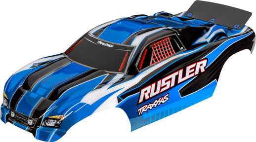 Body, Rustler® (also fits Rustler® VXL), blue (painted, decals applied, assembled with wing)