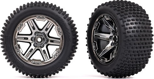Tires & wheels, assembled, glued (2.8") (RXT black chrome wheels, Alias® tires, foam inserts) (2WD electric rear) (2) (TSM® rated)