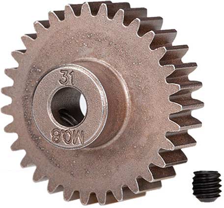 Gear, 31-T pinion (0.8 metric pitch, compatible with 32-pitch) (fits 5mm shaft)/ set screw