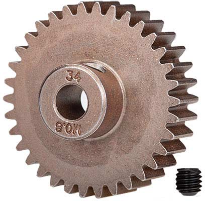 Gear, 34-T pinion (0.8 metric pitch, compatible with 32-pitch) (fits 5mm shaft)/ set screw