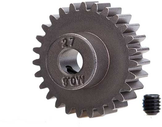 Gear, 27-T pinion (0.8 metric pitch, compatible with 32-pitch) (fits 5mm shaft)/ set screw