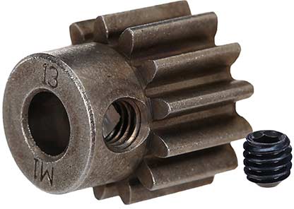 Gear, 13-T pinion (1.0 metric pitch) (fits 5mm shaft)/ set screw (compatible with steel spur gears)