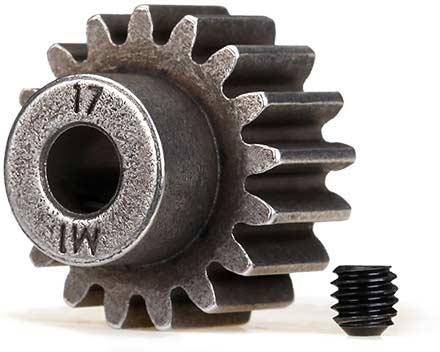 Gear, 17-T pinion (1.0 metric pitch) (fits 5mm shaft)/ set screw (compatible with steel spur gears)