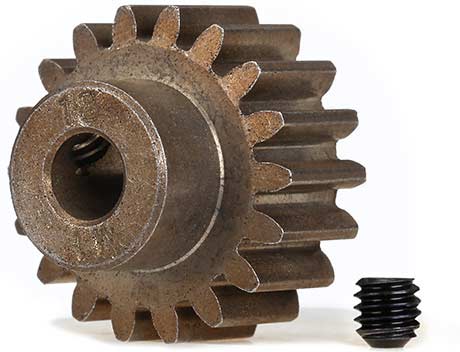 Gear, 18-T pinion (1.0 metric pitch) (fits 5mm shaft)/ set screw (compatible with steel spur gears)