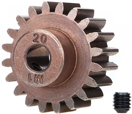 Gear, 20-T pinion (1.0 metric pitch) (fits 5mm shaft)/ set screw (compatible with steel spur gears)