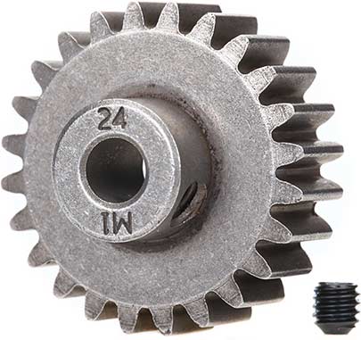 Gear, 24-T pinion (1.0 metric pitch) (fits 5mm shaft)/ set screw (compatible with steel spur gears)