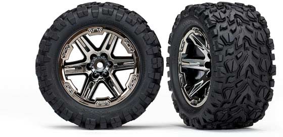 Tires & wheels, assembled, glued (2.8") (RXT black chrome wheels, Talon Extreme tires, foam inserts) (2) (TSM rated)