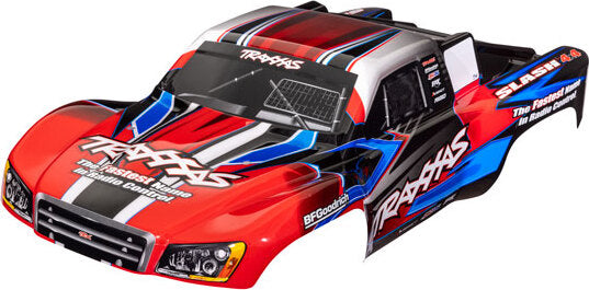 Body, Slash® 4X4 (also fits Slash® VXL & Slash® 2WD), red & blue (painted, decals applied)