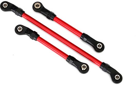 Steering link, 5x117mm (1)/ draglink, 5x60mm (1)/ panhard link, 5x63mm (red powder coated steel) (assembled with hollow balls) (for use with #8140R TRX-4 Long Arm Lift Kit)