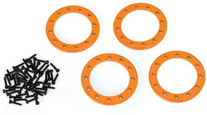 Beadlock rings, orange (1.9") (aluminum) (4)/ 2x10 CS (48)