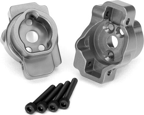 Portal drive axle mount, rear, 6061-T6 aluminum (charcoal gray-anodized) (left and right)/ 2.5x16 CS (4)