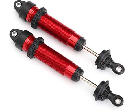 Shocks, GTR, 134mm, aluminum (red-anodized) (fully assembled w/o springs) (front, threaded) (2)