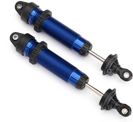 Shocks, GTR, 134mm, aluminum (blue-anodized) (fully assembled w/o springs) (front, threaded) (2)