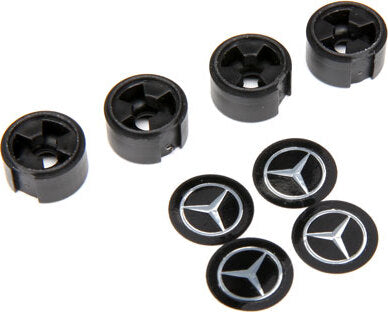 Center caps, Mercedes-Benz® G 500® wheel (black) (4) (requires #8255A extended thread stub axle)