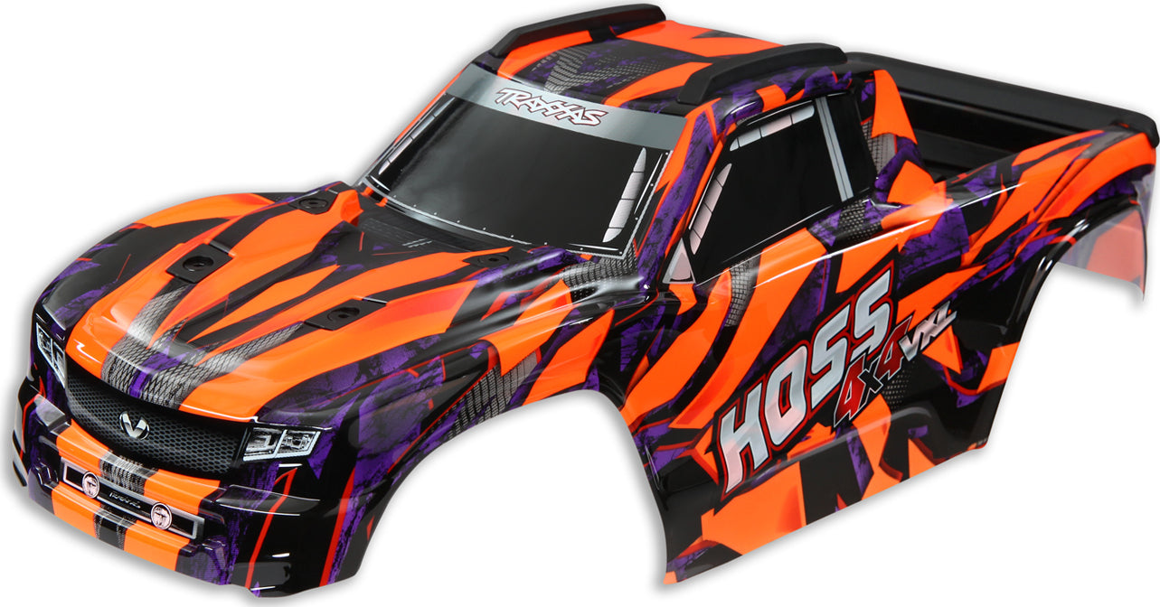 Body, Hoss® 4X4 VXL, orange (painted, decals applied) (assembled with front & rear body mounts and rear body support for clipless mounting)