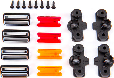 Marker light housing (4)/ marker light mount (4)/ marker light lens (red (2), amber (2))/ reverse lens (left & right)/ 1.6x5 BCS (self-tapping) (8)